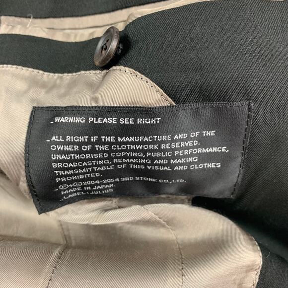 JULIUS_7 Size 38 Black Silk Notch Lapel Sport Coat - Picture 7 of 7